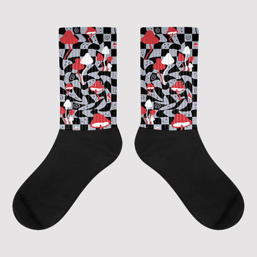 Jordan 4 “Bred Reimagined” DopeSkill Sublimated Socks Mushroom Graphic Streetwear