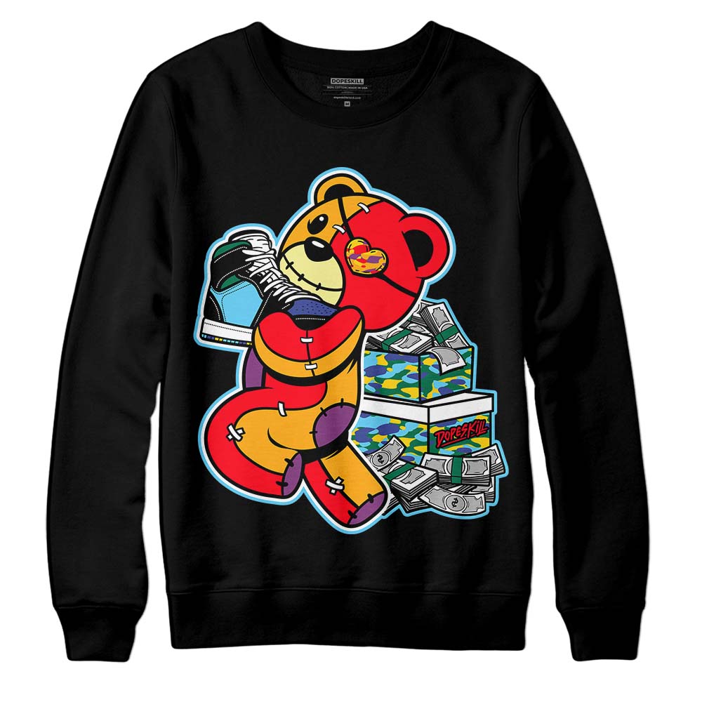 Jordan 1 Mid GS 'Six Championships' DopeSkill Sweatshirt Bear Steals Sneaker Graphic Streetwear - Black