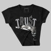 Black Cement 1s Low OG DopeSkill Women's Crop Top Trust No One Graphic