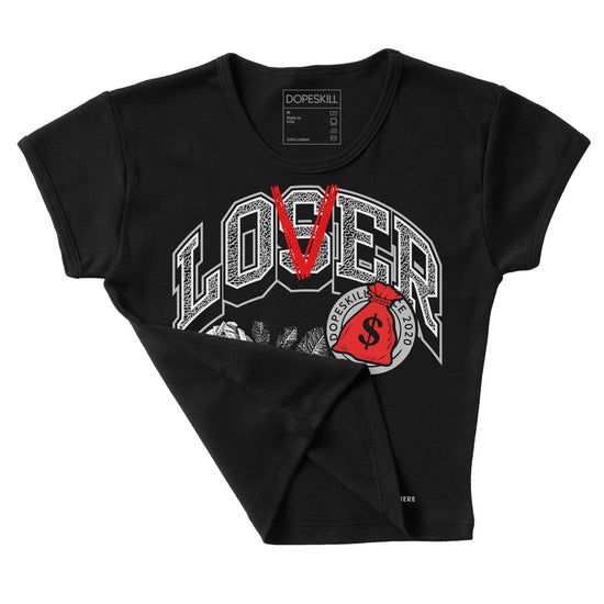 Jordan Spizike Low Bred DopeSkill Women's Crop Top Loser Lover Graphic Streetwear - Black