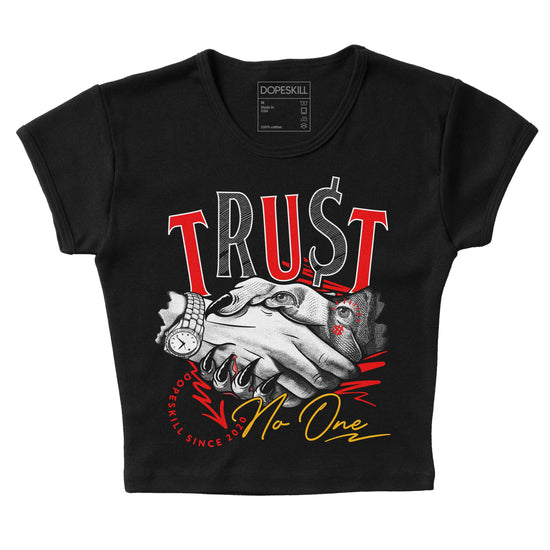 Red Sneakers DopeSkill Women's Crop Top Trust No One Graphic Streetwear - Black