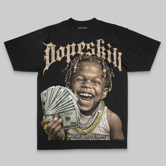 Brown Oversize Print Money Loves Me DopeSkill Graphic Premium T-shirt Streetwear - Black