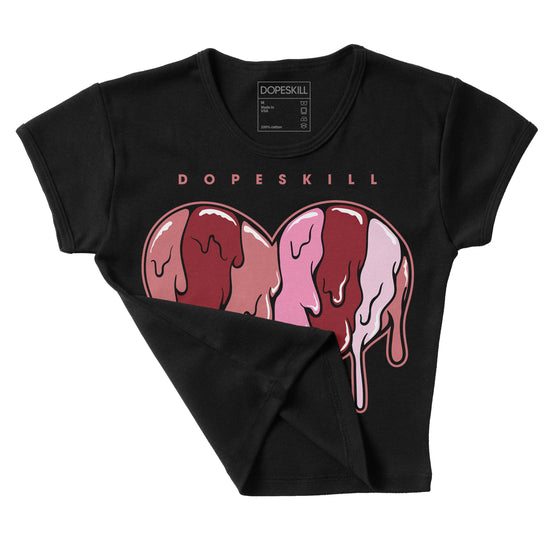 Valentine's Day Collection DopeSkill Women's Crop Top Slime Drip Heart Graphic Streetwear - Black