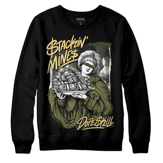 Jordan 4 Retro SE Craft Medium Olive DopeSkill Sweatshirt Stackin Mines Graphic Streetwear - Black