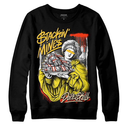 Jordan 4 Retro “Vivid Sulfur” DopeSkill Sweatshirt Stackin Mines Graphic Streetwear - Black