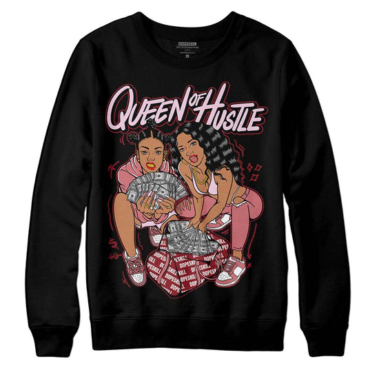 Valentine's Day Collection DopeSkill Sweatshirt Queen Of Hustle Graphic Streetwear - Black