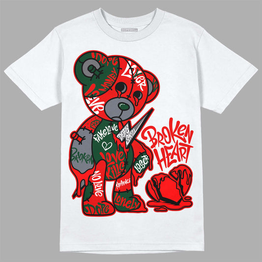 Jordan 2 White Fire Red DopeSkill T-Shirt Broken Heart Graphic Streetwear - White