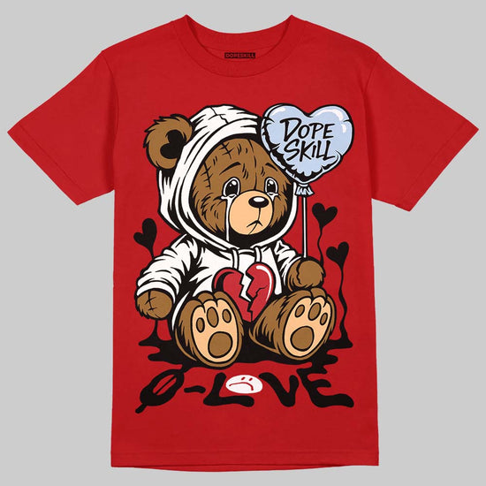 Jordan 5 Retro Fire Red Black Tongue (2025) DopeSkill T-Shirt Broken Bear Graphic Streetwear - Red
