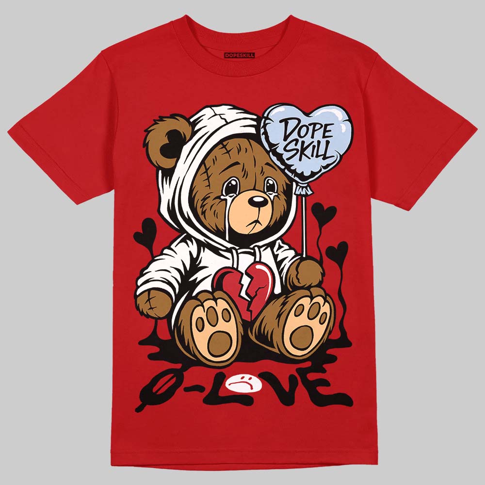 Jordan 5 Retro Fire Red Black Tongue (2025) DopeSkill T-Shirt Broken Bear Graphic Streetwear - Red