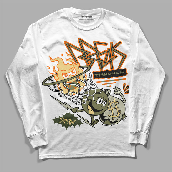 Jordan 4 Retro SE Craft Medium Olive DopeSkill Long Sleeve T-Shirt Break Through Graphic Streetwear - White