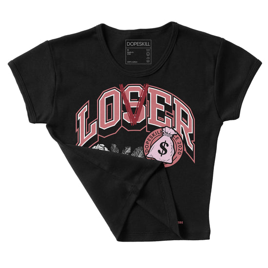 Valentine's Day Collection DopeSkill Women's Crop Top Loser Lover Graphic Streetwear - Black