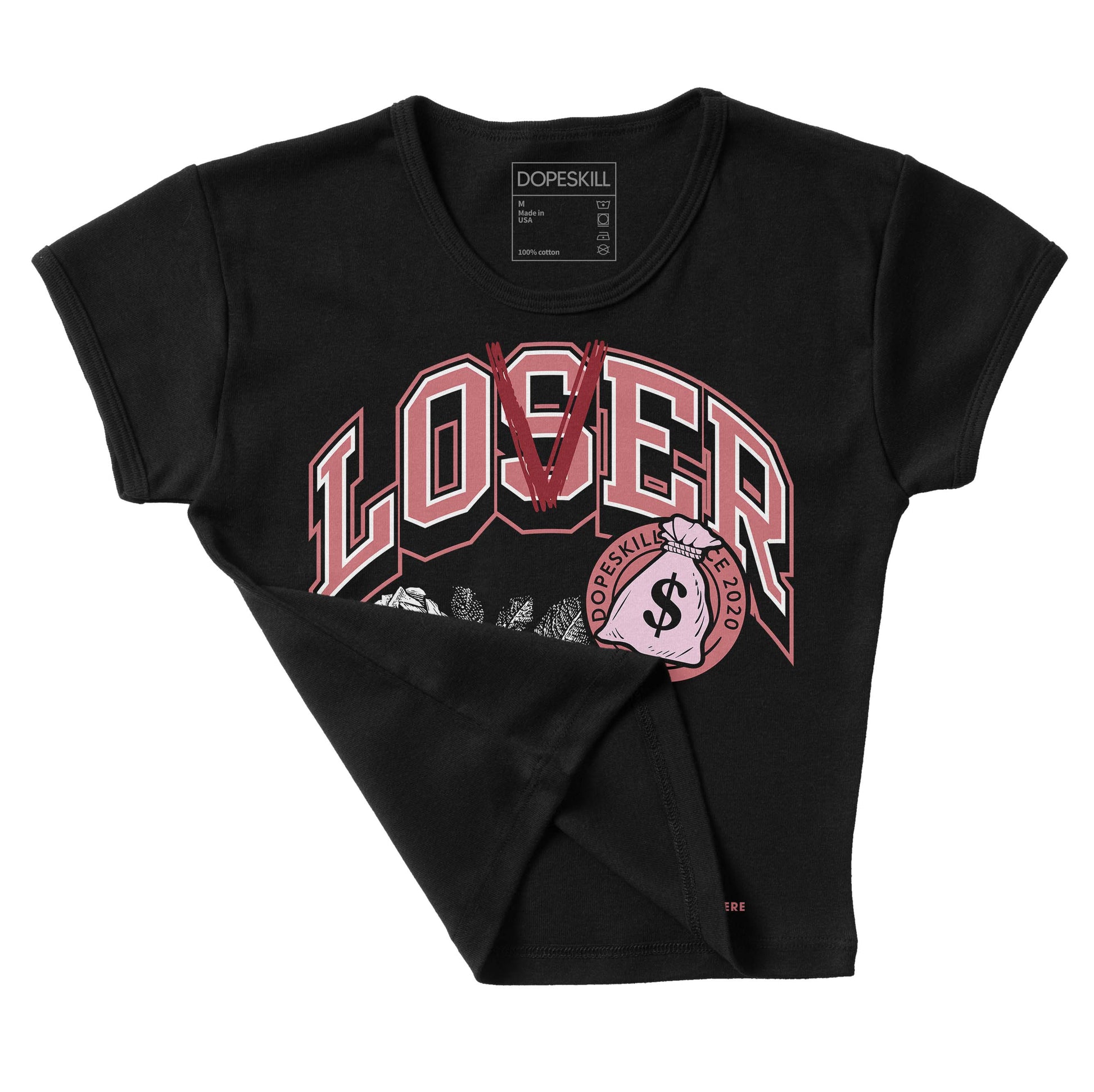 Valentine's Day Collection DopeSkill Women's Crop Top Loser Lover Graphic Streetwear - Black