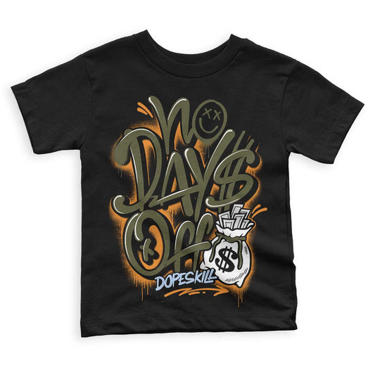 Jordan 5 "Olive" DopeSkill Toddler Kids T-shirt No Days Off Graphic Streetwear - Black