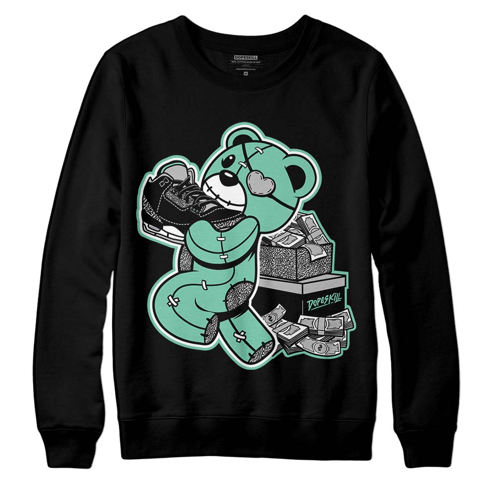 Jordan 3 "Green Glow" DopeSkill Sweatshirt Bear Steals Sneaker Graphic Streetwear - Black 