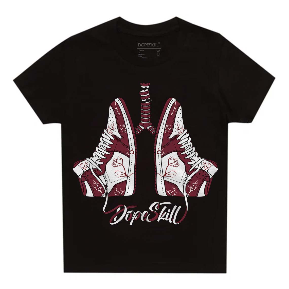 Jordan 1 Retro High OG “Team Red” DopeSkill Toddler Kids T-shirt Breathe Graphic Streetwear - Black