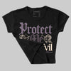 Violet Ore 3s DopeSkill Women's Crop Top Protect Me From Evil Graphic