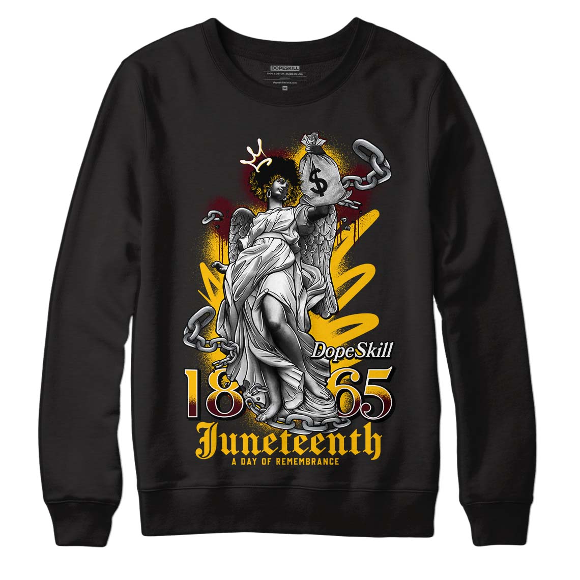 Dunk Yellow Bordeaux DopeSkill Sweatshirt Juneteenth Graphic Streetwear - Black