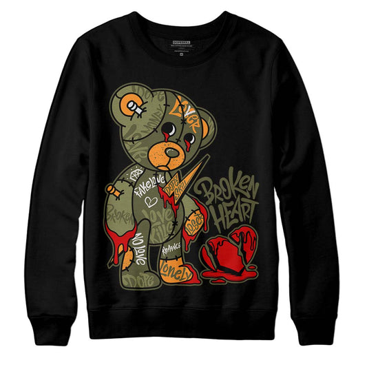 Jordan 5 "Olive" DopeSkill Sweatshirt Broken Heart Graphic Streetwear - Black