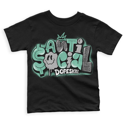 Jordan 3 "Green Glow" DopeSkill Toddler Kids T-shirt Anti Social Graphic Streetwear - Black