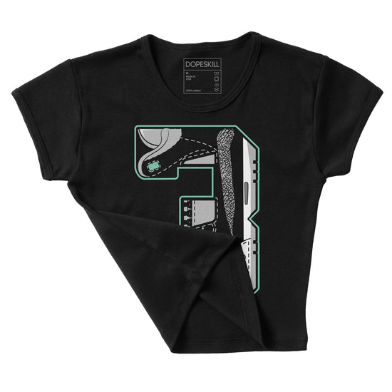 Jordan 3 "Green Glow" DopeSkill Women's Crop Top No.3 Graphic Streetwear - Black