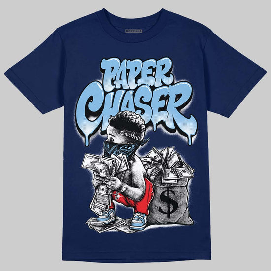 University Blue Sneakers DopeSkill T-Shirt Paper Chaser Boy Graphic Streetwear - Navy