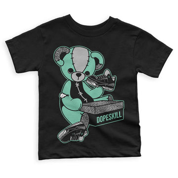 Jordan 3 "Green Glow" DopeSkill Toddler Kids T-shirt Sneakerhead BEAR Graphic Streetwear - Black