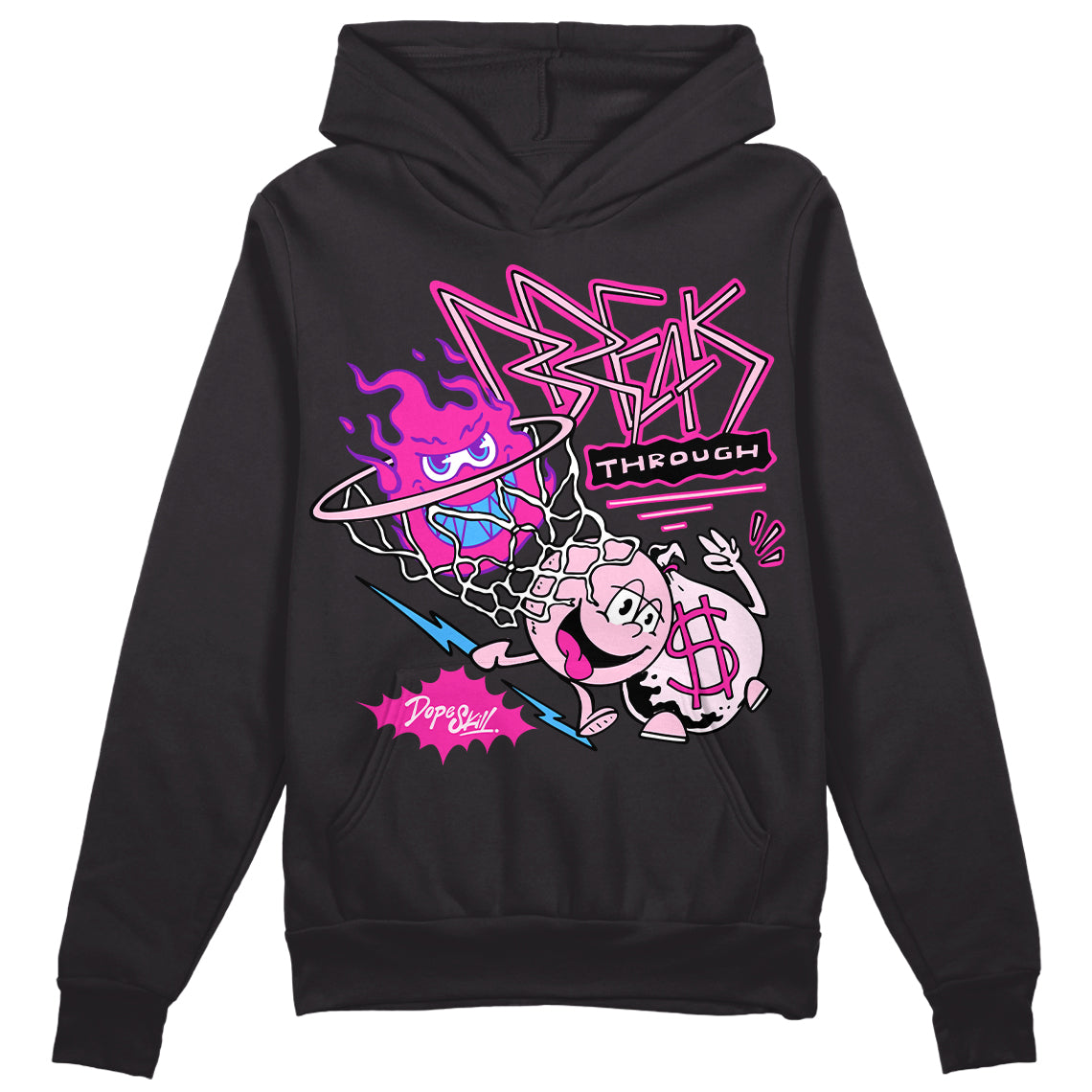 Pink Sneakers DopeSkill Hoodie Sweatshirt Break Through Graphic Streetwear - Black