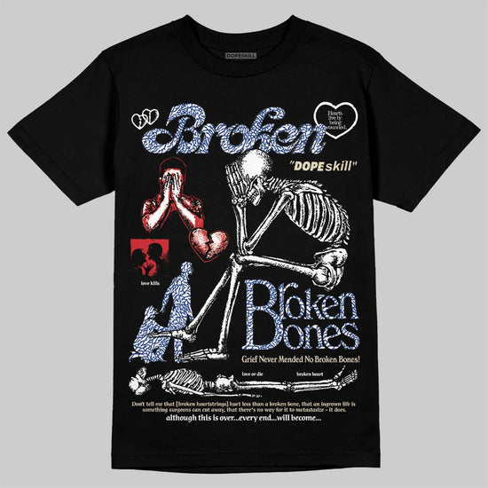 Jordan Spizike Low “Storm Blue” DopeSkill T-Shirt Broken Bones Graphic Streetwear - Black