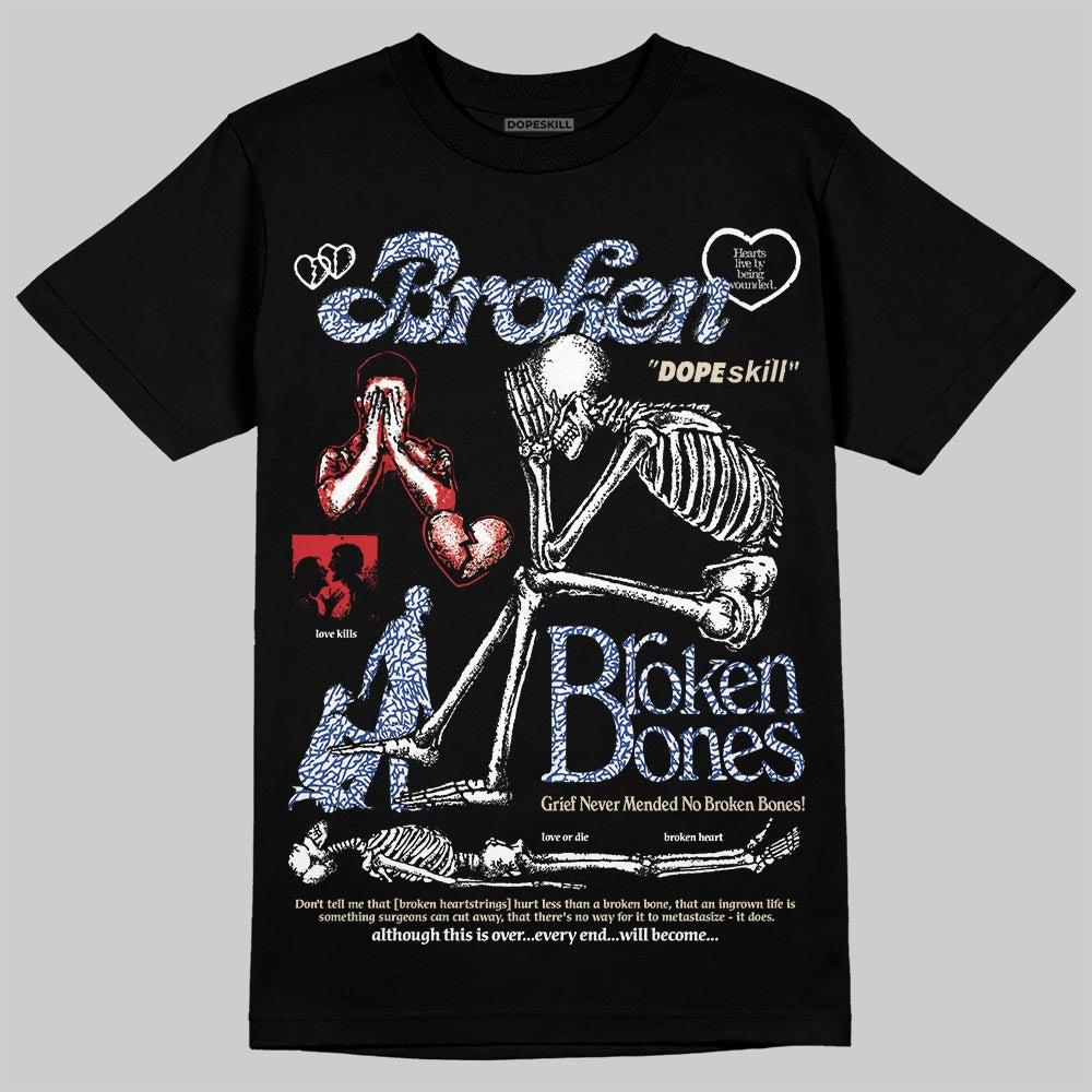 Jordan Spizike Low “Storm Blue” DopeSkill T-Shirt Broken Bones Graphic Streetwear - Black