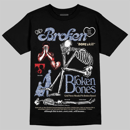 Jordan Spizike Low “Storm Blue” DopeSkill T-Shirt Broken Bones Graphic Streetwear - Black