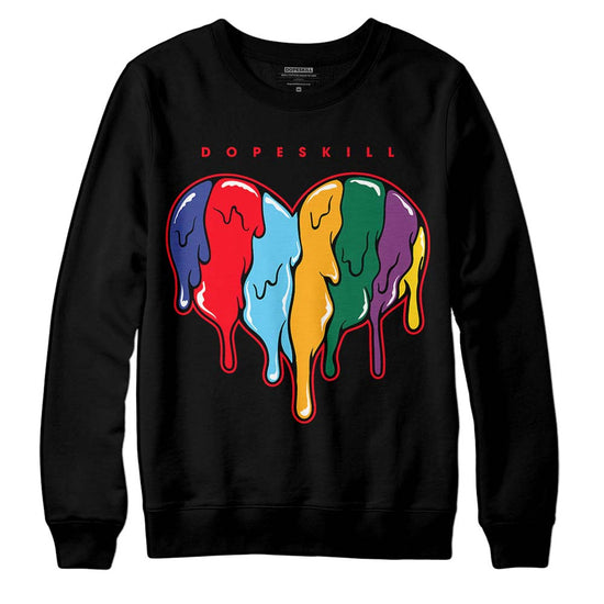 Jordan 1 Mid GS 'Six Championships' DopeSkill Sweatshirt Slime Drip Heart Graphic Streetwear - Black