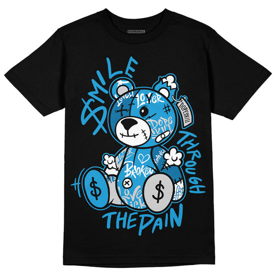 Jordan 4 Retro Military Blue DopeSkill T-Shirt Smile Through The Pain Graphic Streetwear - Black