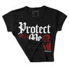 Fire Red 3s DopeSkill Women's Crop Top Protect Me From Evil Graphic