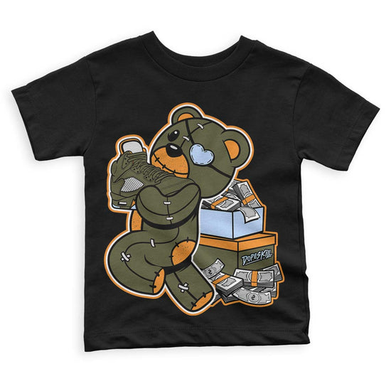 Jordan 5 "Olive" DopeSkill Toddler Kids T-shirt Bear Steals Sneaker Graphic Streetwear -  Black