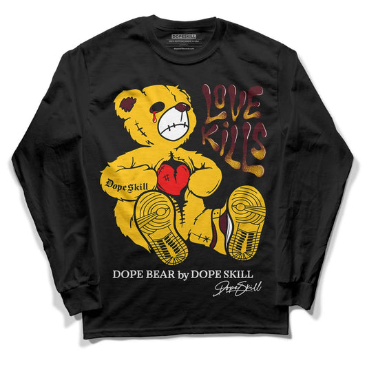 Dunk Yellow Bordeaux DopeSkill Long Sleeve T-Shirt Love Kills Graphic Streetwear - Black