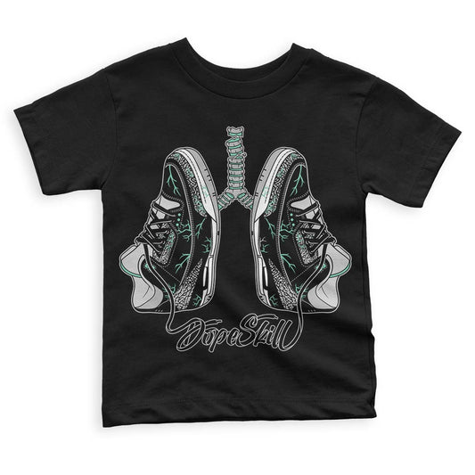 Jordan 3 "Green Glow" DopeSkill Toddler Kids T-shirt Breathe Graphic Streetwear - Black