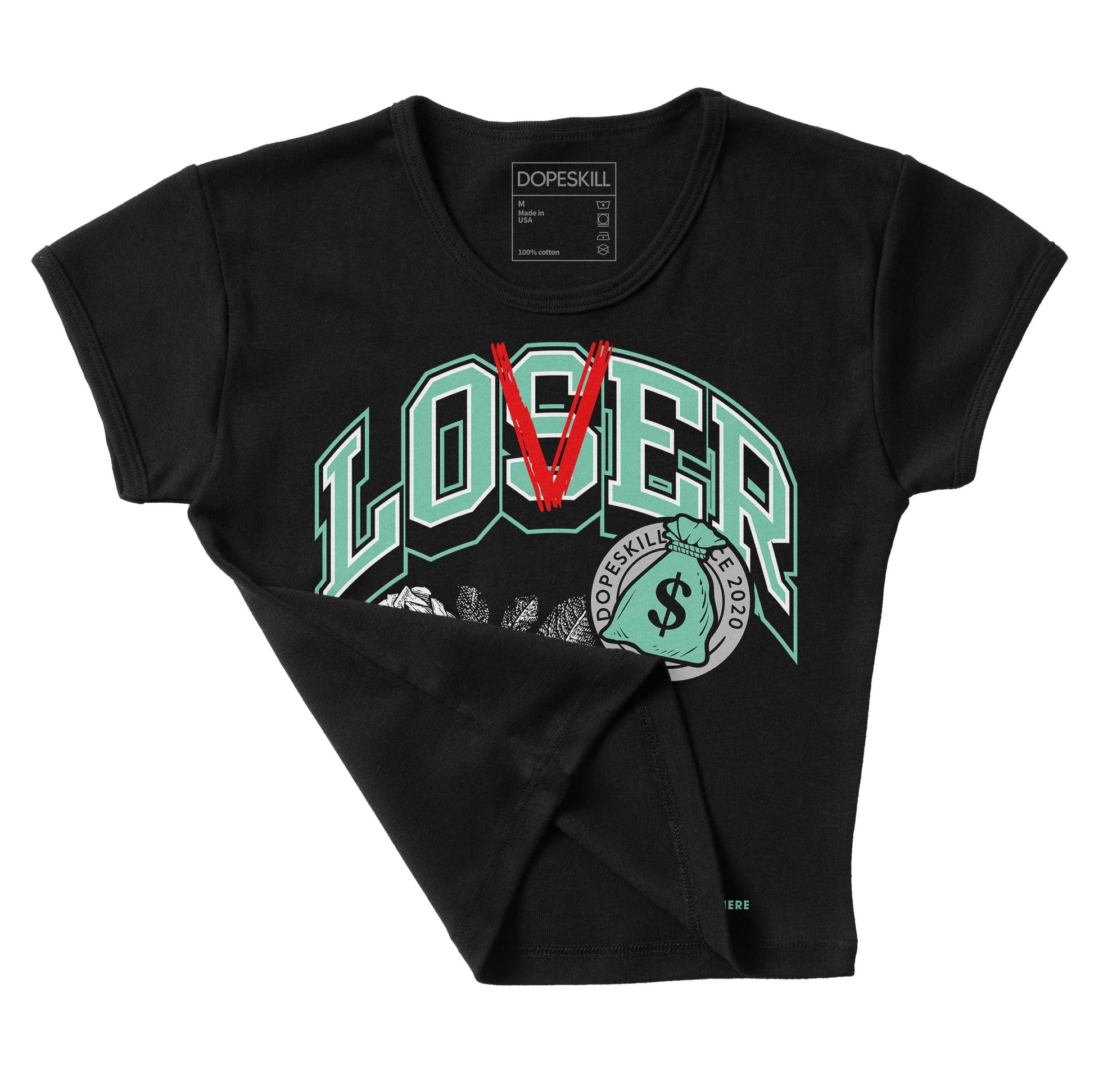 Jordan 3 "Green Glow" DopeSkill Women's Crop Top Loser Lover Graphic Streetwear - Black