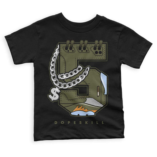 Jordan 5 "Olive" DopeSkill Toddler Kids T-shirt No.5 Graphic Streetwear - Black
