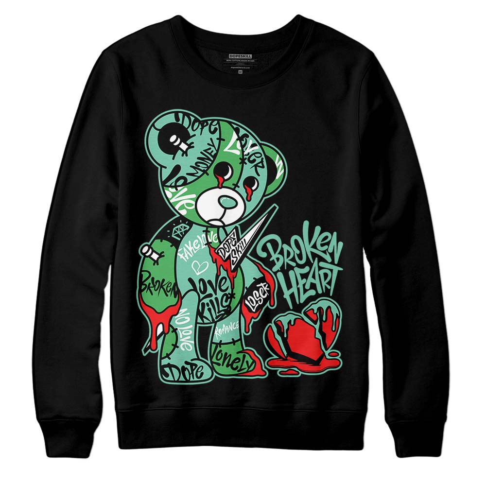 Jordan 1 High OG Green Glow DopeSkill Sweatshirt Broken Heart Graphic Streetwear - Black