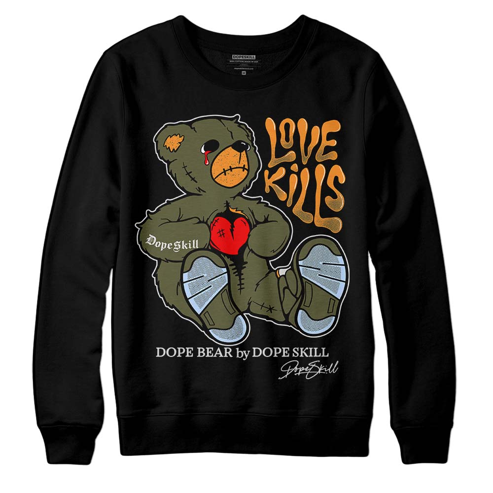 Jordan 5 "Olive" DopeSkill Sweatshirt Love Kills Graphic Streetwear - Black