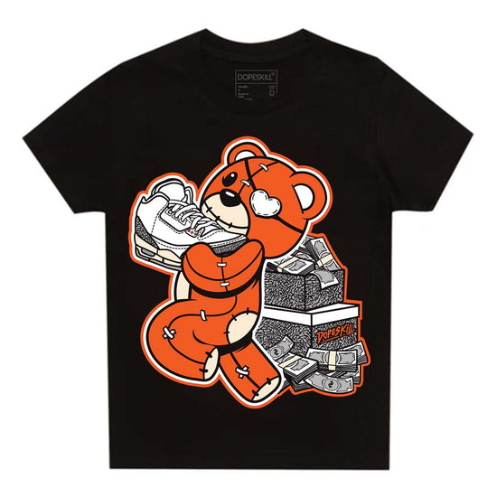 Jordan 3 Georgia Peach DopeSkill Toddler Kids T-shirt Bear Steals Sneaker Graphic Streetwear - Black