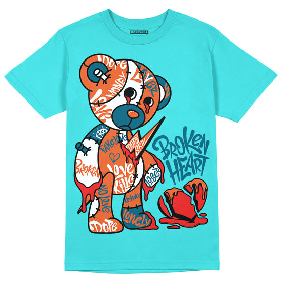 Dunk Low “Miami Dolphins” DopeSkill Tahiti Blue T-shirt Broken Heart Graphic Streetwear 