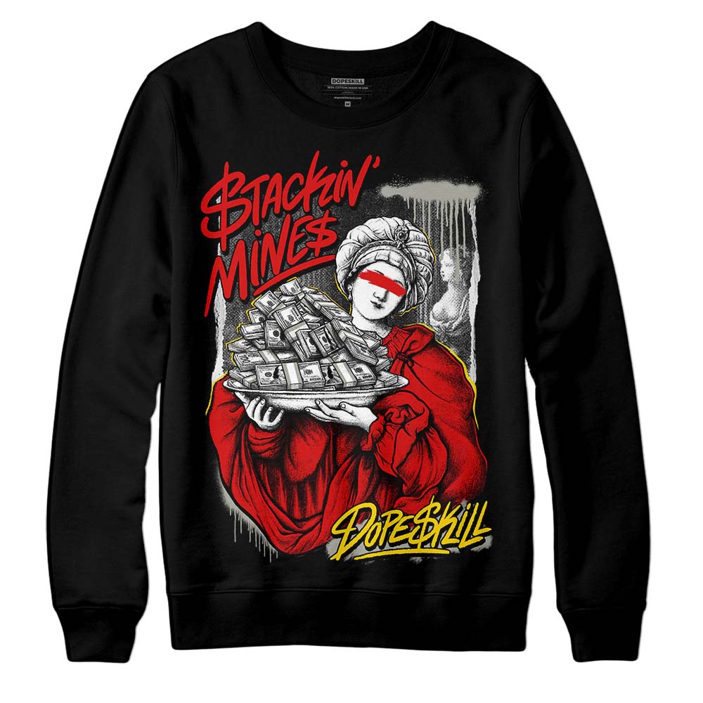 Jordan 3 Fire Red DopeSkill Sweatshirt Stackin Mines Graphic Streetwear - Black