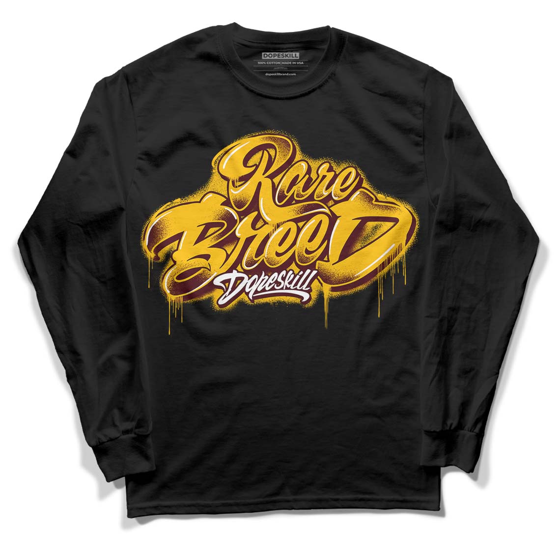 Dunk Yellow Bordeaux DopeSkill Long Sleeve T-Shirt Rare Breed Type Graphic Streetwear - Black