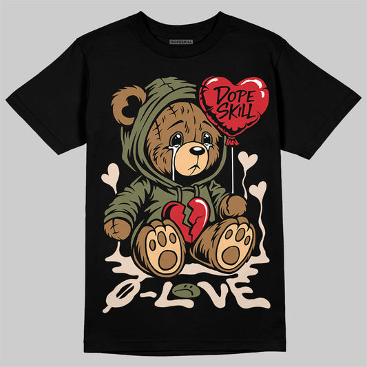 Travis Scott x Jordan 1 Medium Olive DopeSkill T-Shirt Broken Bear Graphic Streetwear - Black