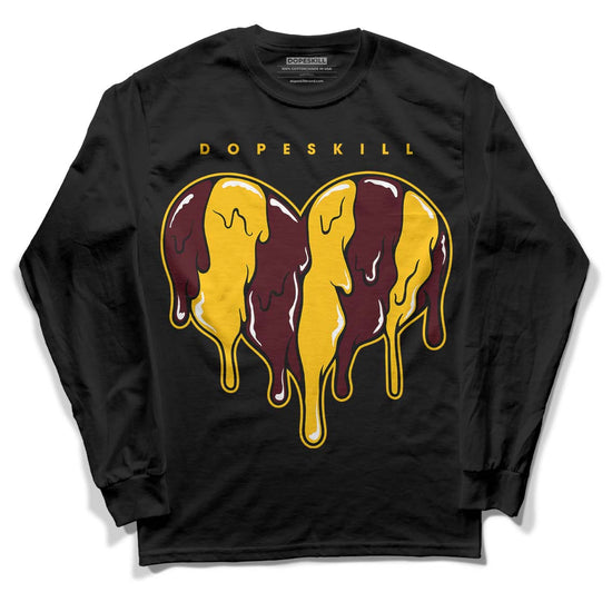 Dunk Yellow Bordeaux DopeSkill Long Sleeve T-Shirt Slime Drip Heart Graphic Streetwear - Black