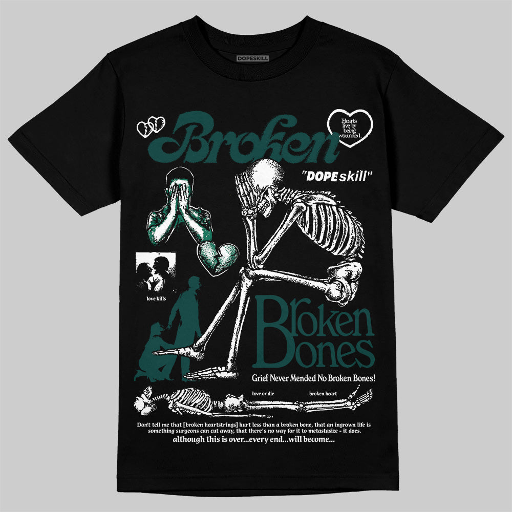 Jordan 4 Retro Oxidized Green DopeSkill T-Shirt Broken Bones Graphic Streetwear - Black