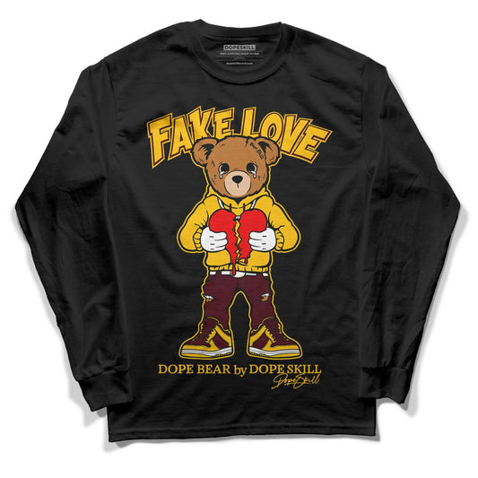 Dunk Yellow Bordeaux DopeSkill Long Sleeve T-Shirt Fake Love Graphic Streetwear - Black