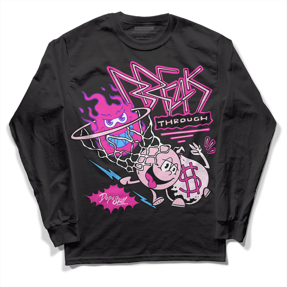 Pink Sneakers DopeSkill Long Sleeve T-Shirt Break Through Graphic Streetwear - Black