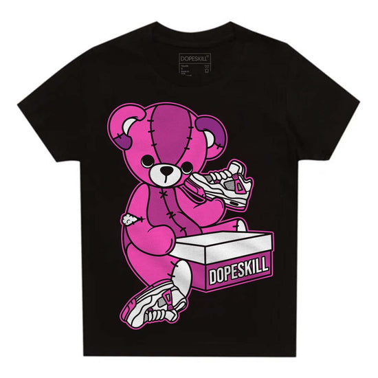 Jordan 4 GS “Hyper Violet” DopeSkill Toddler Kids T-shirt Sneakerhead BEAR Graphic Streetwear - Black